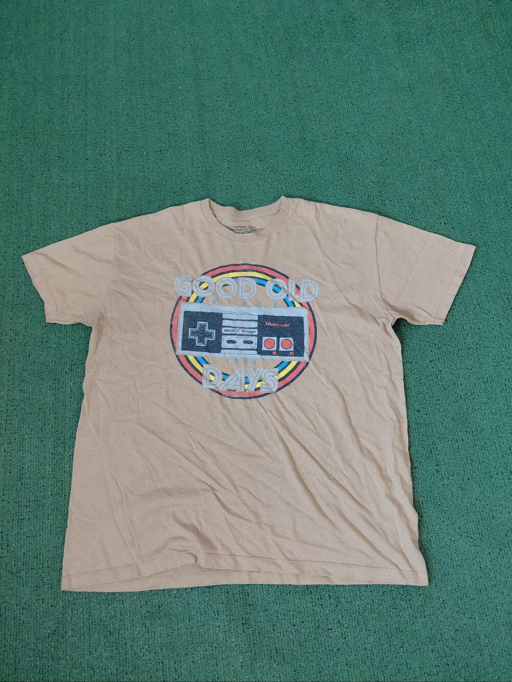 Nintendo Good Old Days Videogames Retro Tan T Shirt Sz XL